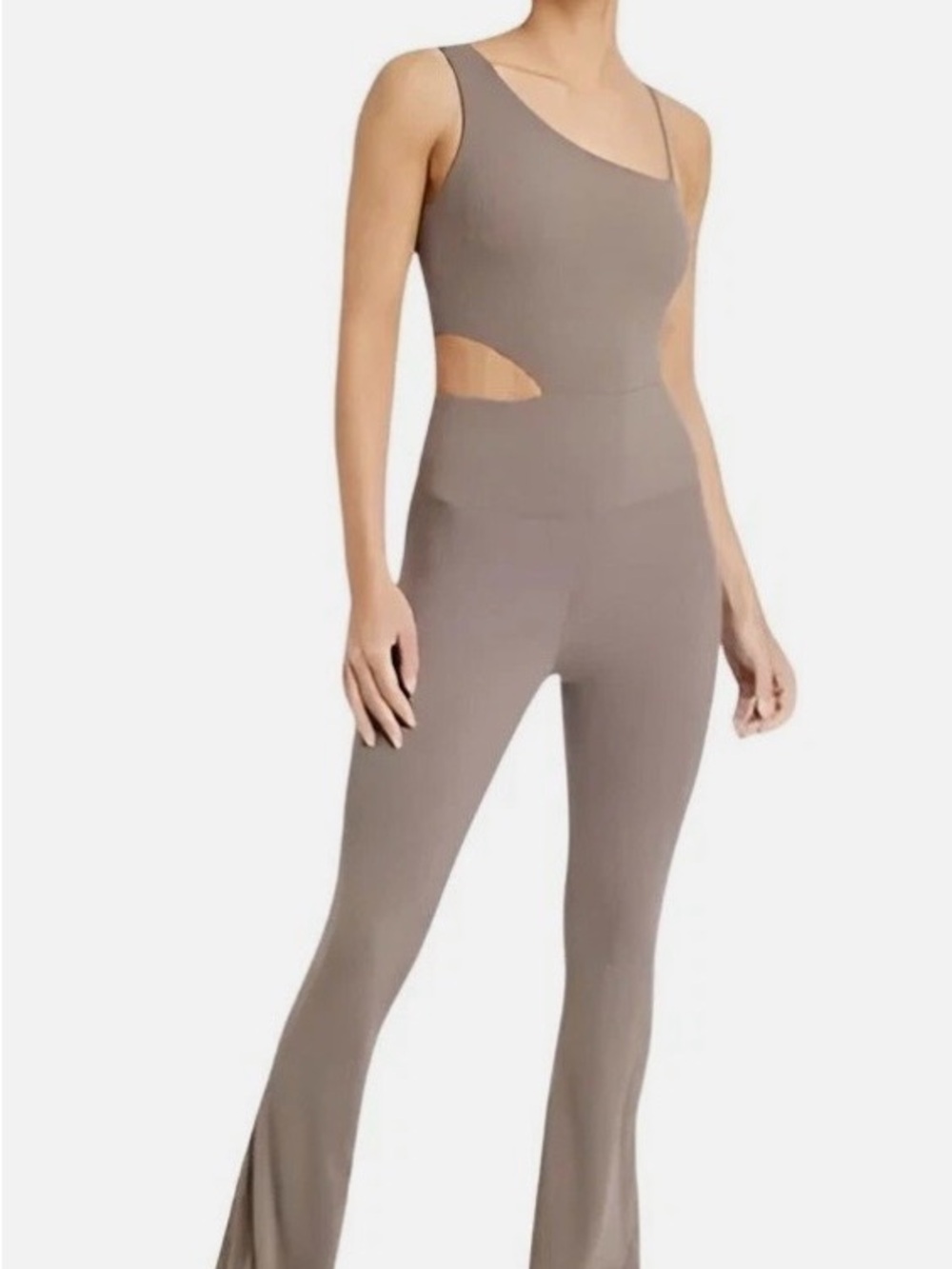 NWT JoyLab Asymmetric One-Shoulder Cutout Jumpsuit in Taupe